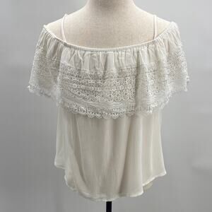Ultra Pink from Buckle Elegant White/Ivory Lace Off-Shoulder Top Size Large